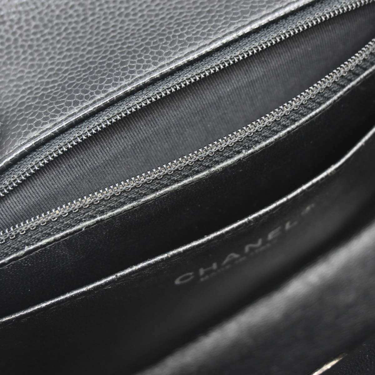 Chanel Black Caviar Skin Classic Single Flap Shoulder Bag