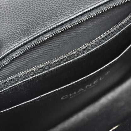 Chanel Black Caviar Skin Classic Single Flap Shoulder Bag