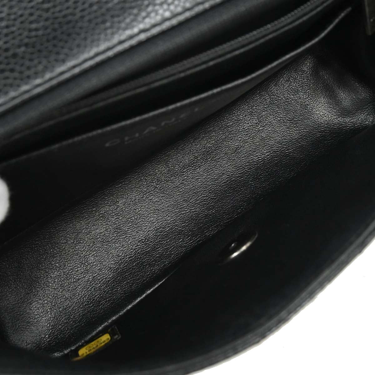 Chanel Black Caviar Skin Classic Single Flap Shoulder Bag