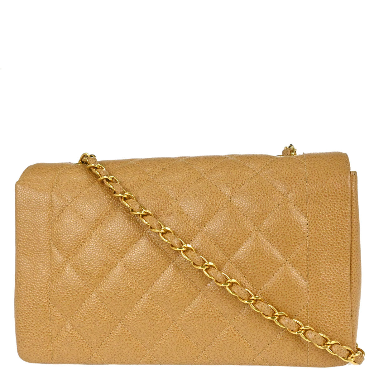 Chanel 1994-1996 Beige Caviar Skin Medium Diana Shoulder Bag