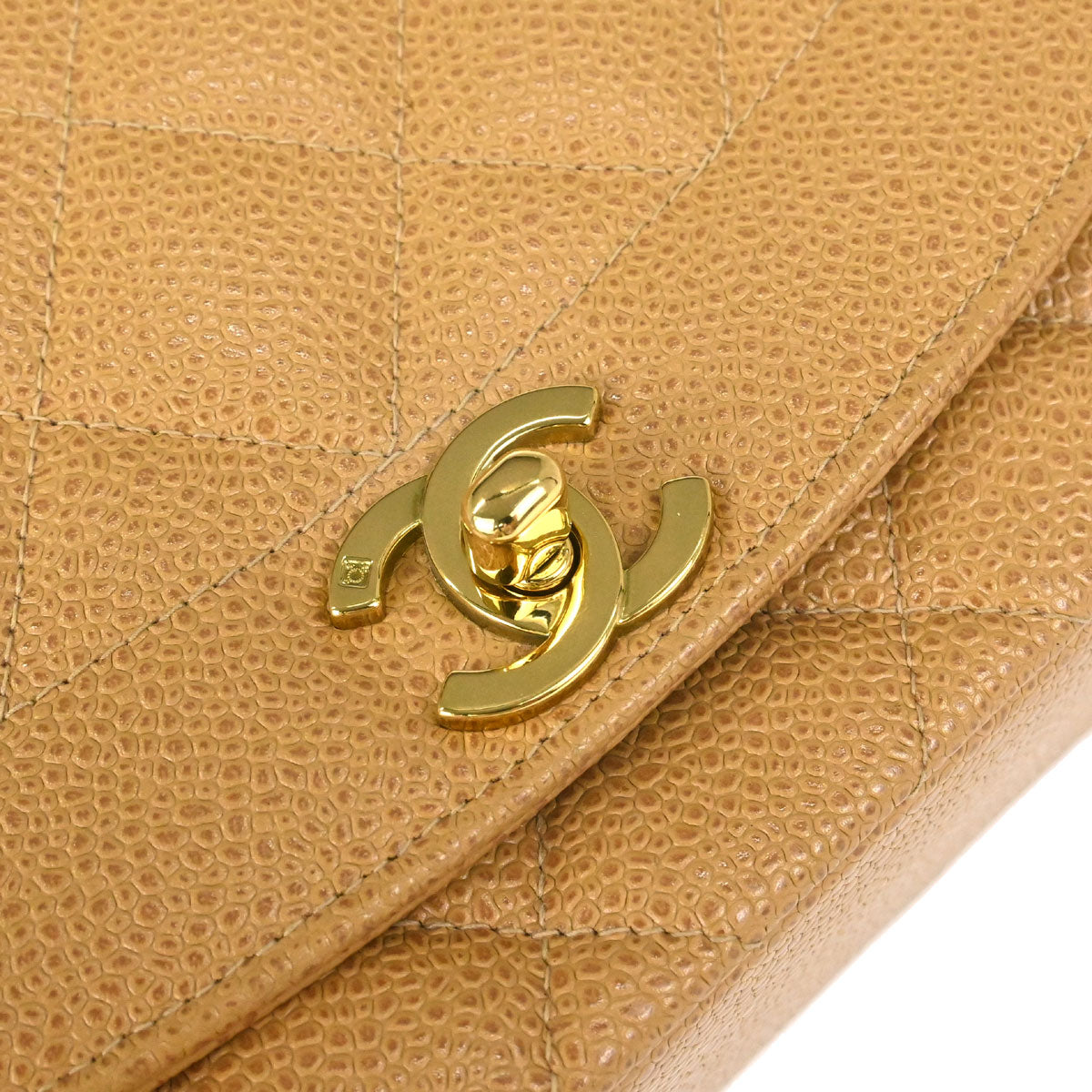 Chanel 1994-1996 Beige Caviar Skin Medium Diana Shoulder Bag