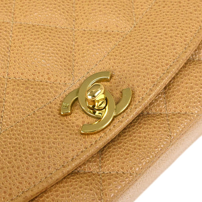 Chanel 1994-1996 Beige Caviar Skin Medium Diana Shoulder Bag