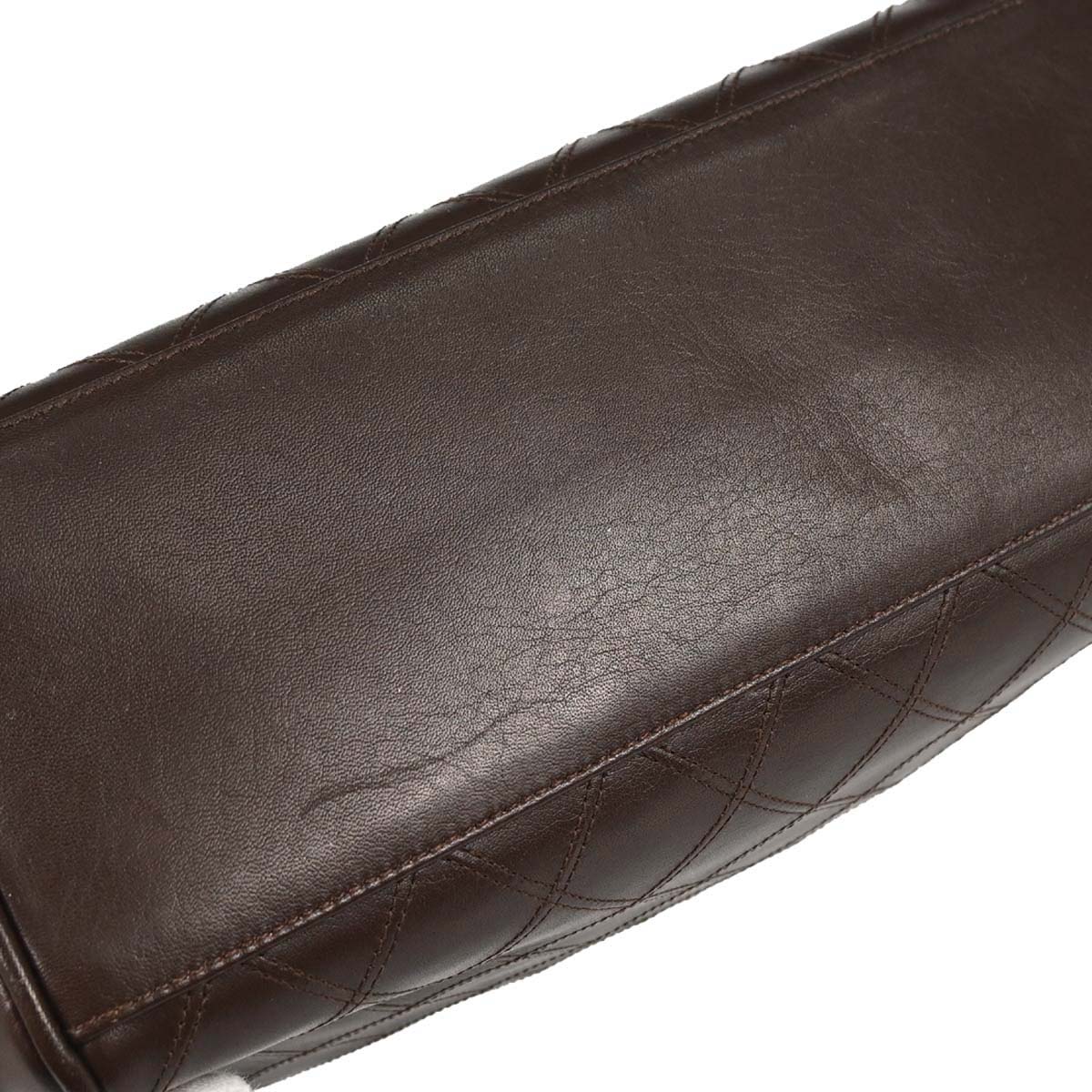Chanel 1989-1991 Brown Lambskin Bicolore Pouch Clutch Bag
