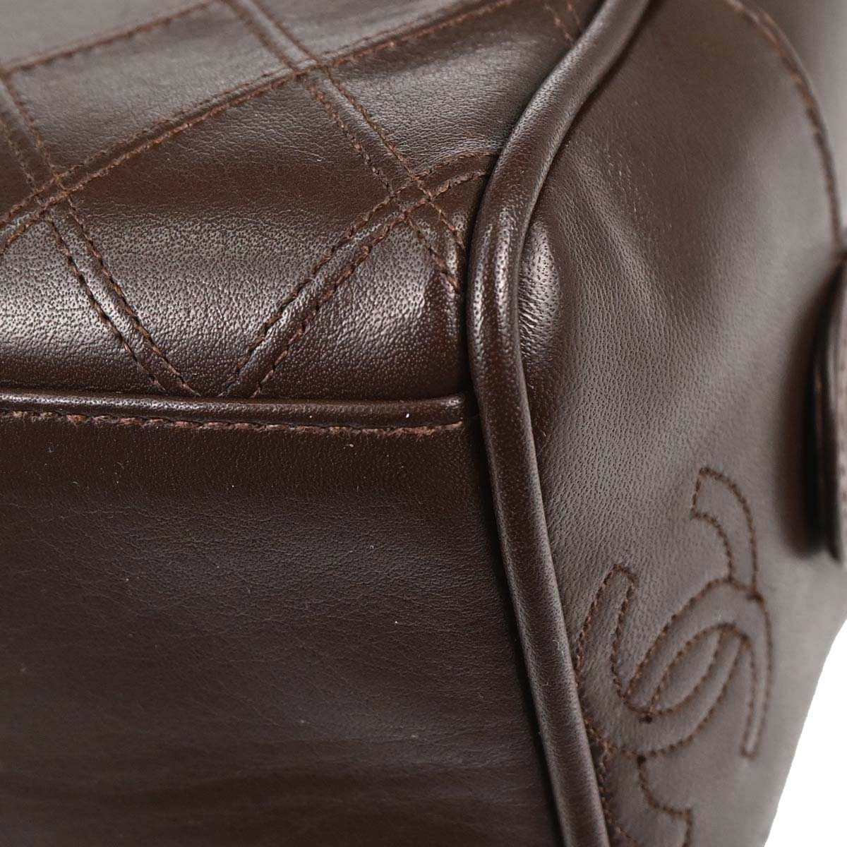 Chanel 1989-1991 Brown Lambskin Bicolore Pouch Clutch Bag