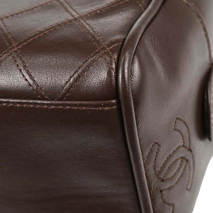 Chanel 1989-1991 Brown Lambskin Bicolore Pouch Clutch Bag