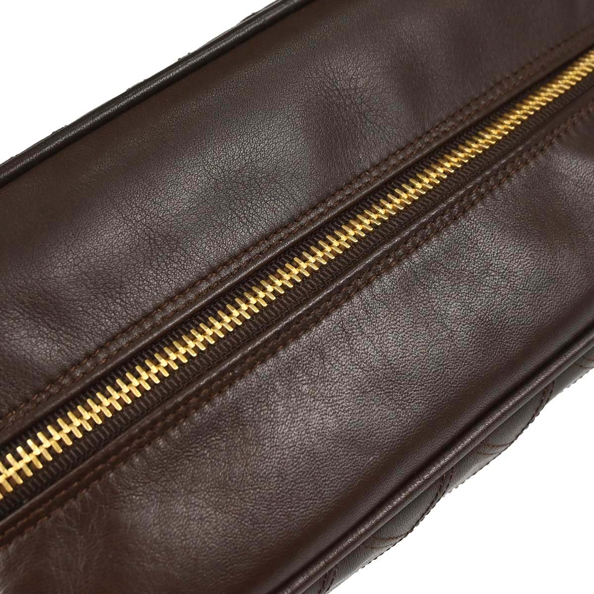 Chanel 1989-1991 Brown Lambskin Bicolore Pouch Clutch Bag