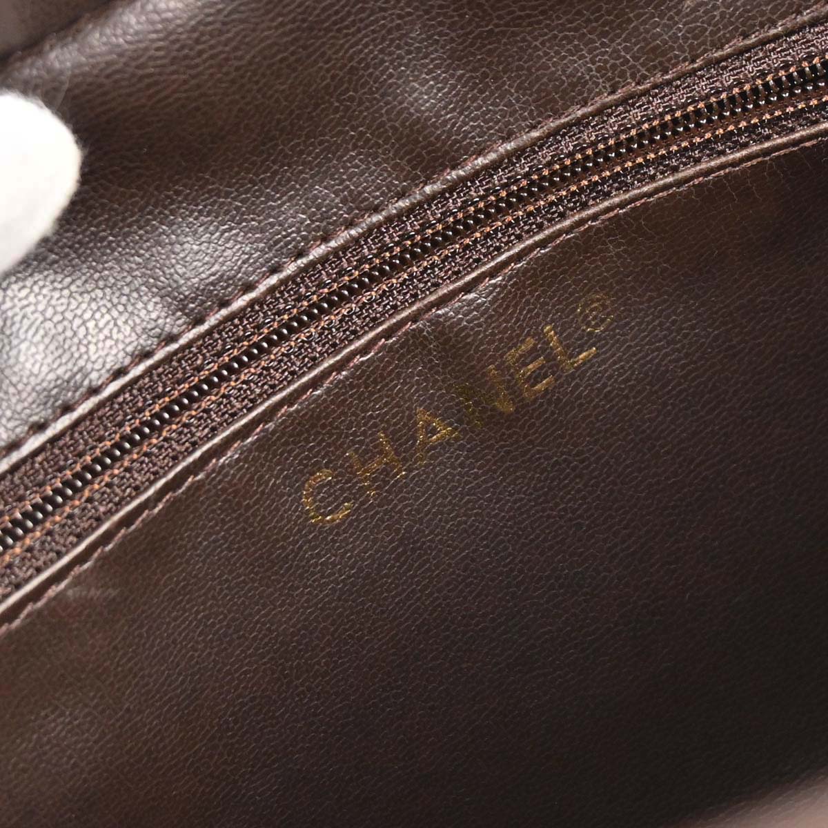 Chanel 1989-1991 Brown Lambskin Bicolore Pouch Clutch Bag