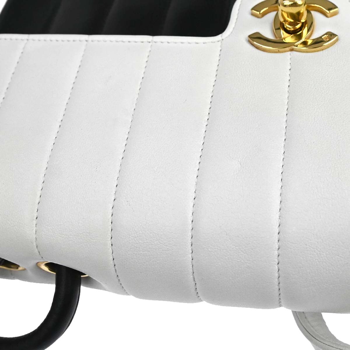 Chanel 1991-1994 Black White Lambskin Bicolor Flap Mademoiselle Shoulder Bag