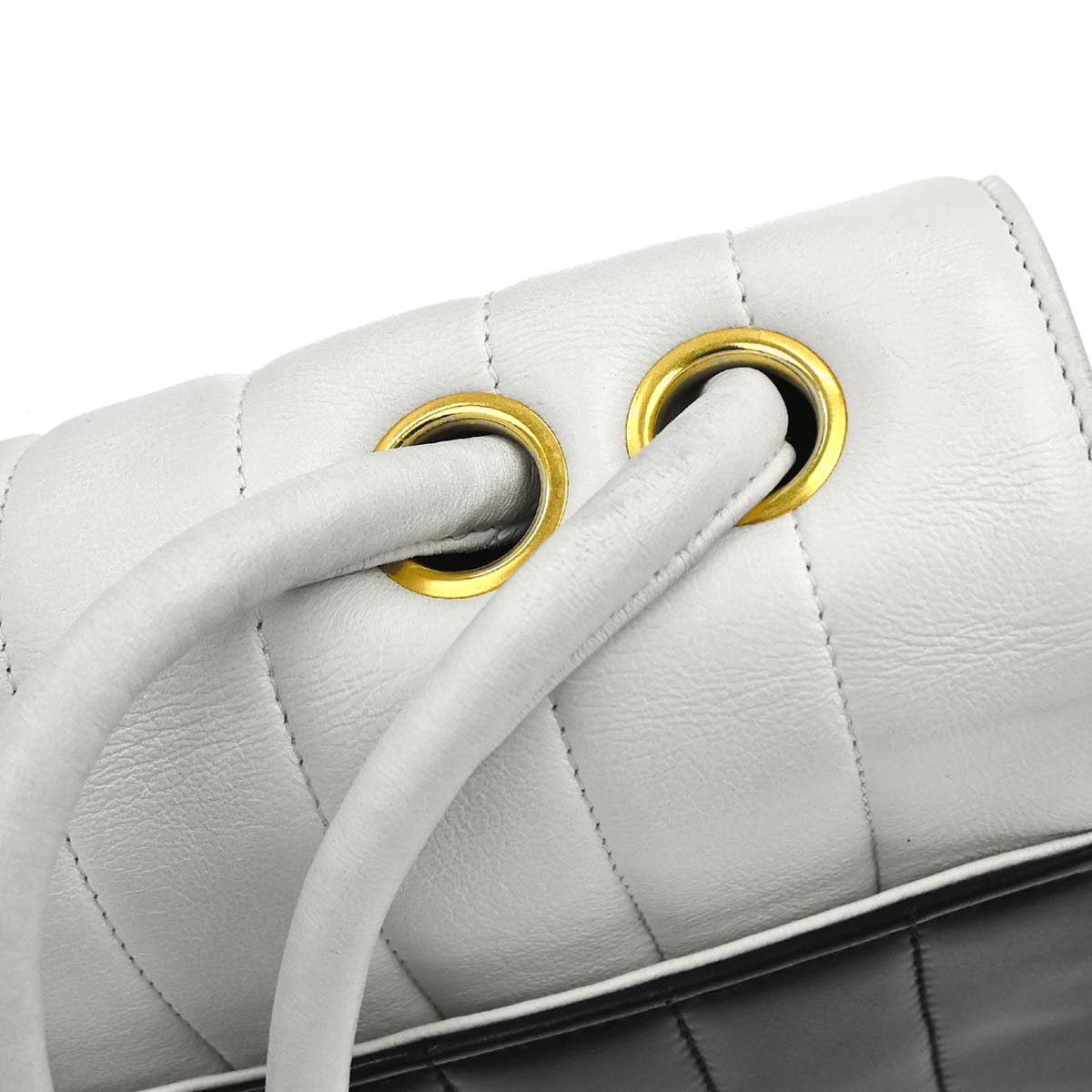 Chanel 1991-1994 Black White Lambskin Bicolor Flap Mademoiselle Shoulder Bag
