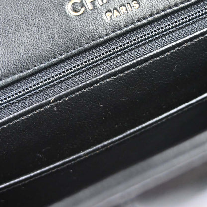 Chanel 1991-1994 Black White Lambskin Bicolor Flap Mademoiselle Shoulder Bag
