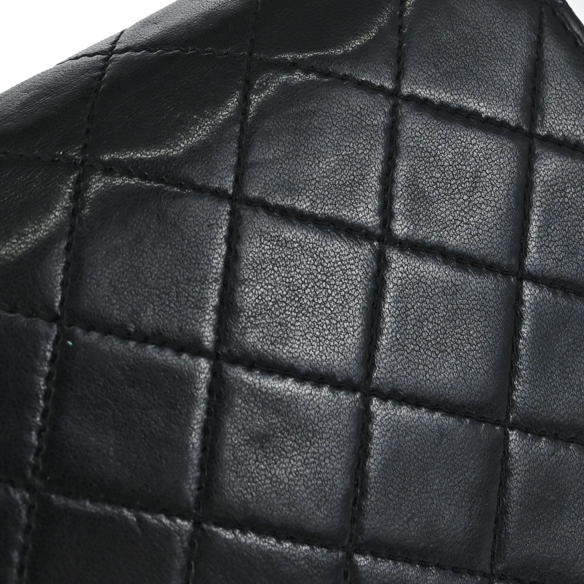 Chanel 1989-1991 Black Lambskin Straight Flap Shoulder Bag