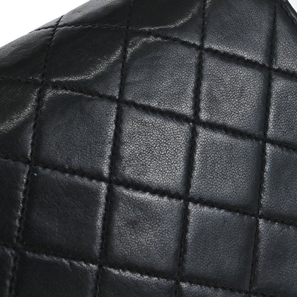 Chanel 1989-1991 Black Lambskin Straight Flap Shoulder Bag