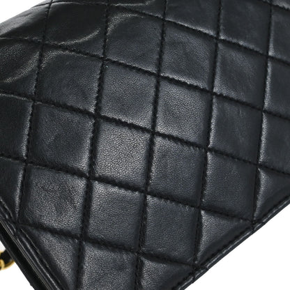 Chanel 1989-1991 Black Lambskin Straight Flap Shoulder Bag