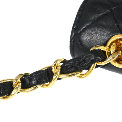 Chanel 1989-1991 Black Lambskin Straight Flap Shoulder Bag