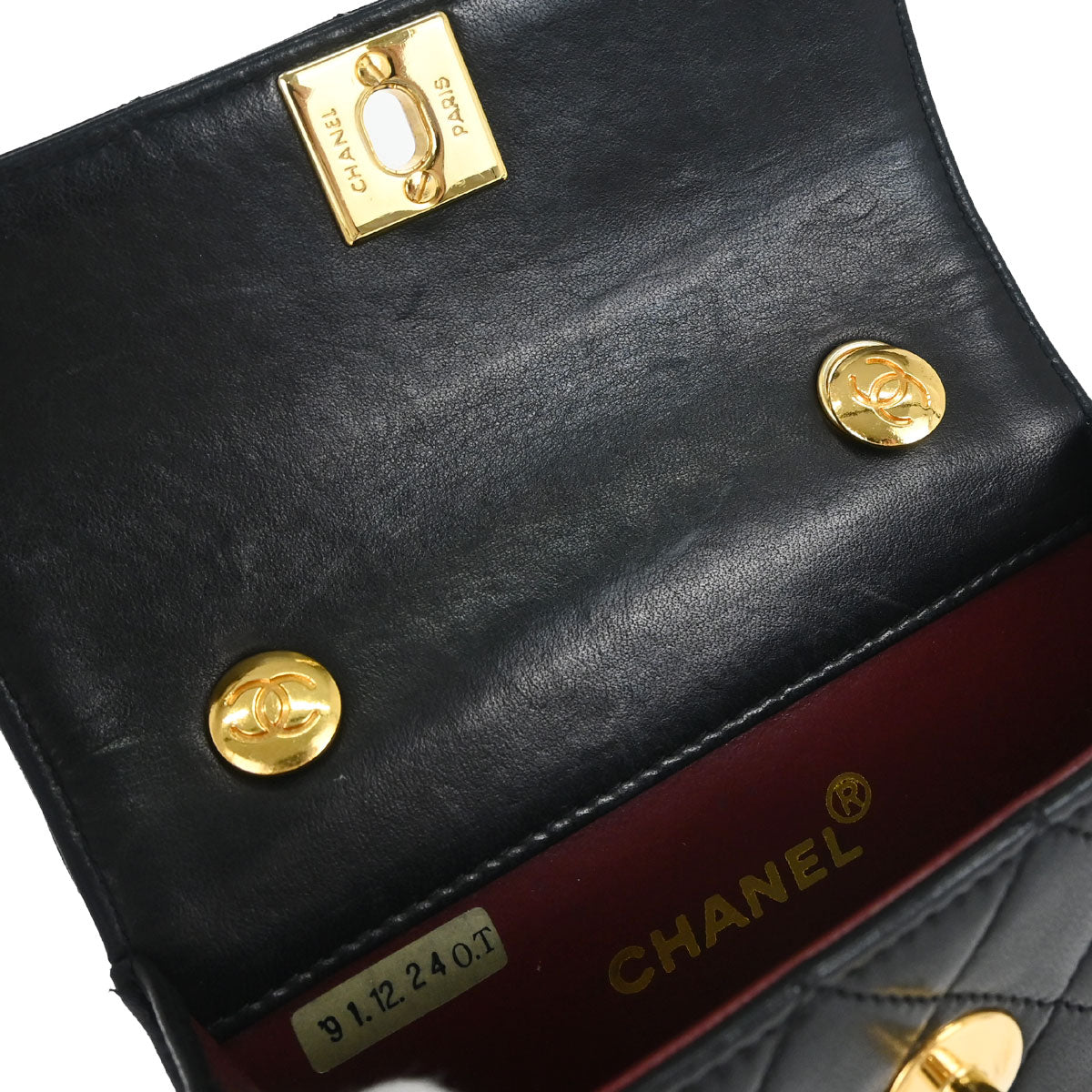 Chanel 1989-1991 Black Lambskin Straight Flap Shoulder Bag