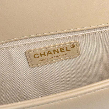 Boy Chanel 2019 Beige Tweed Lambskin Medium Double Chain Shoulder Bag