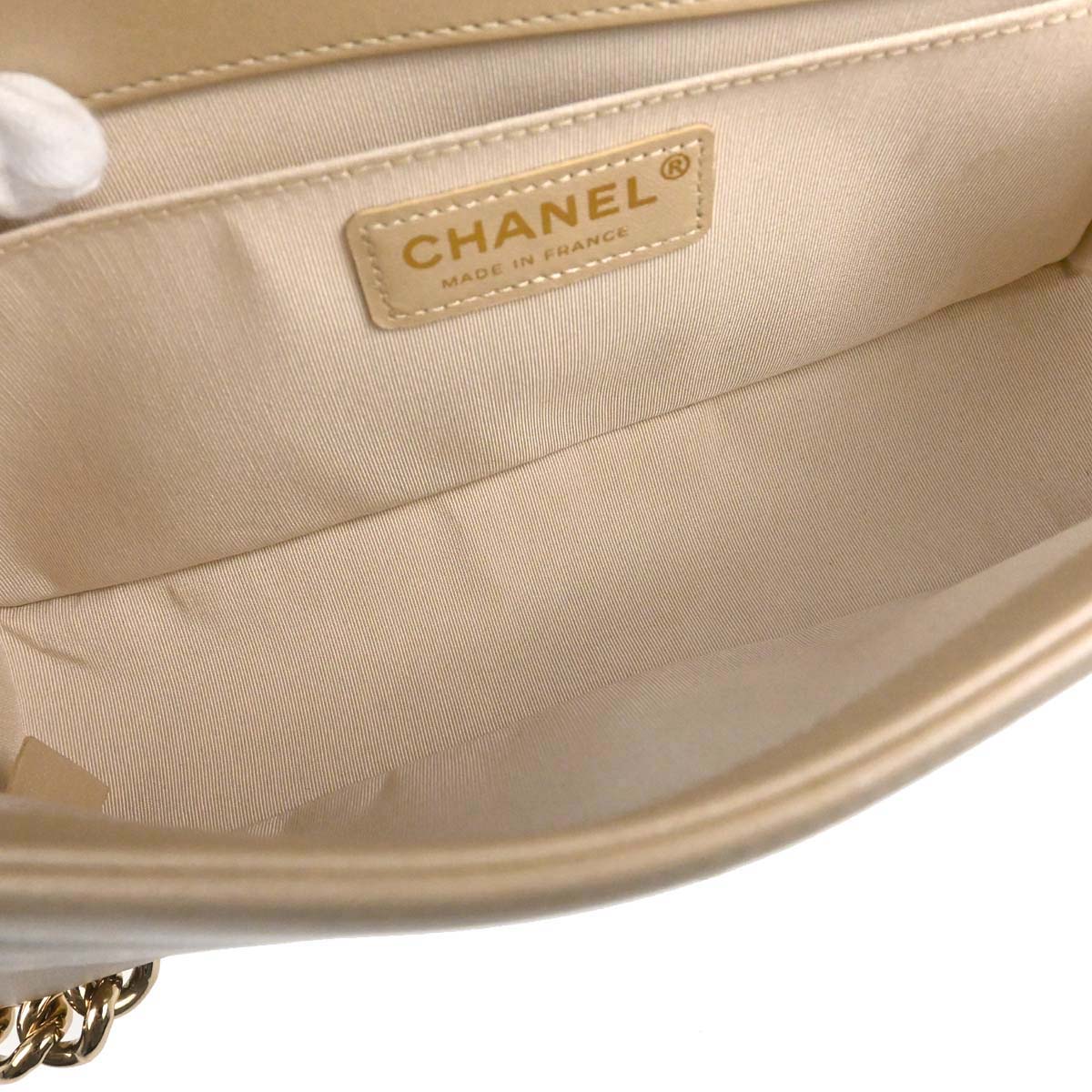 Boy Chanel 2019 Beige Tweed Lambskin Medium Double Chain Shoulder Bag