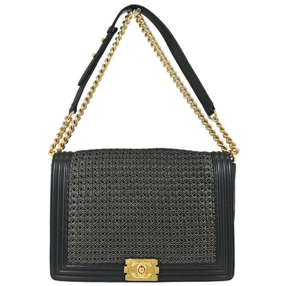 Boy Chanel Black Lambskin Large Shoulder Bag