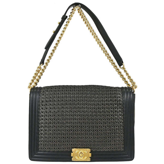Boy Chanel Black Lambskin Large Shoulder Bag