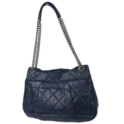 Chanel Navy Lambskin Coco Pleats Flap Bag Shoulder Bag