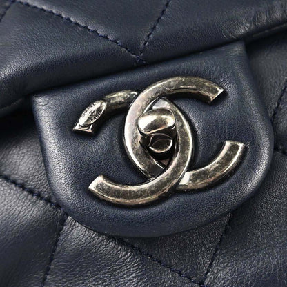 Chanel Navy Lambskin Coco Pleats Flap Bag Shoulder Bag