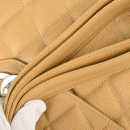 Chanel 1996-1997 Beige Caviar Skin Tote Shoulder Bag