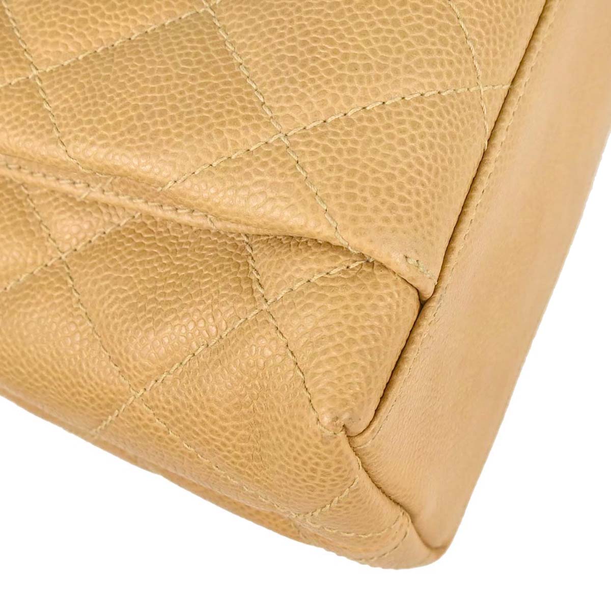 Chanel 1996-1997 Beige Caviar Skin Tote Shoulder Bag
