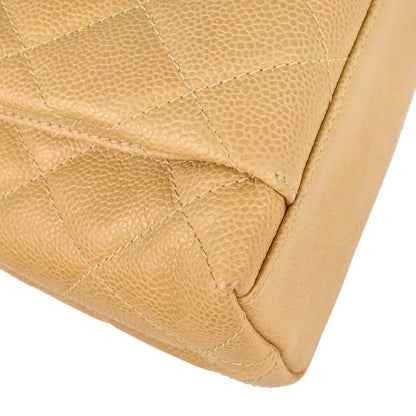 Chanel 1996-1997 Beige Caviar Skin Tote Shoulder Bag
