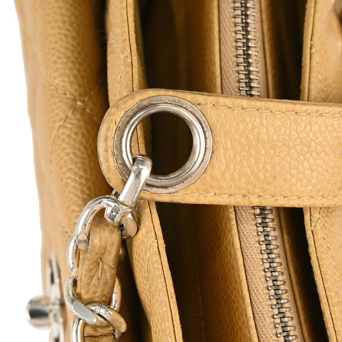 Chanel 1996-1997 Beige Caviar Skin Tote Shoulder Bag