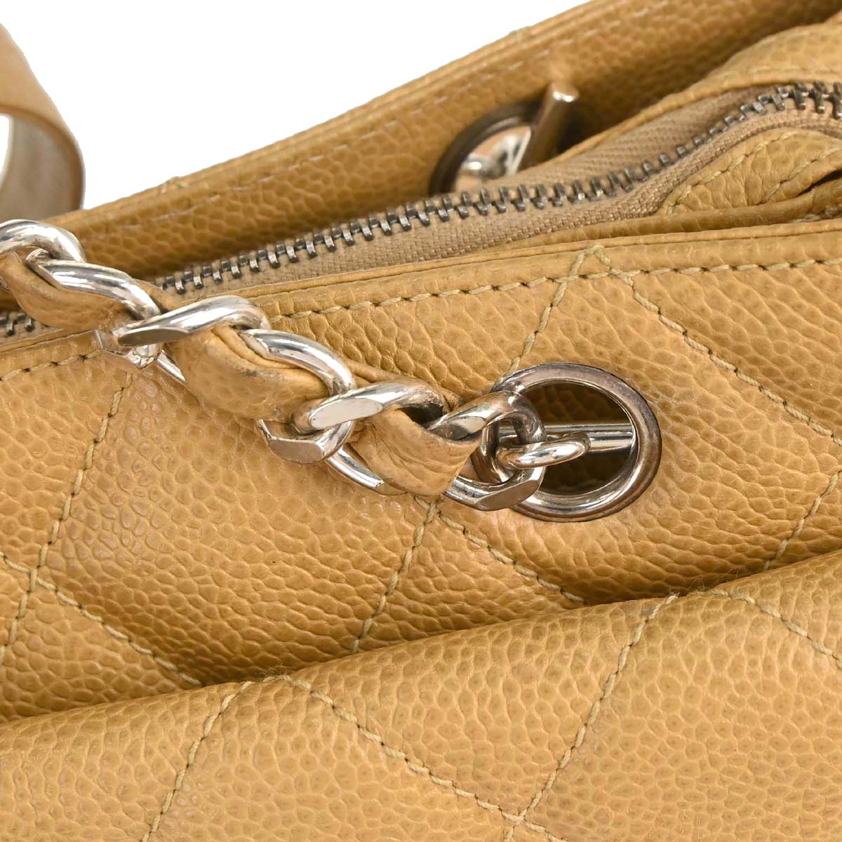 Chanel 1996-1997 Beige Caviar Skin Tote Shoulder Bag