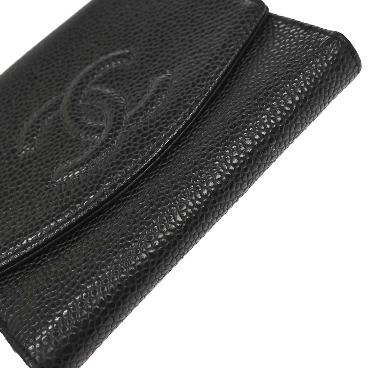 Chanel 2005-2006 Black Caviar Skin Bifold Wallet