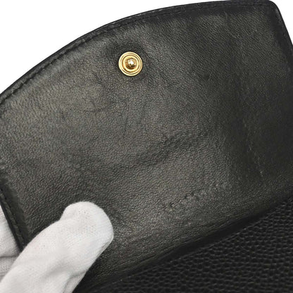 Chanel 2005-2006 Black Caviar Skin Bifold Wallet