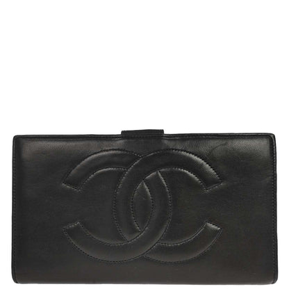 Chanel 1994-1996 Black Lambskin Long Wallet