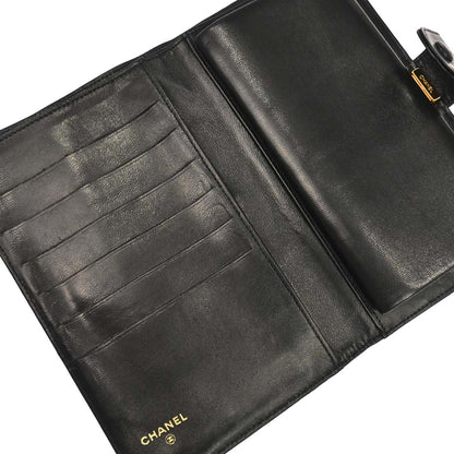 Chanel 1994-1996 Black Lambskin Long Wallet