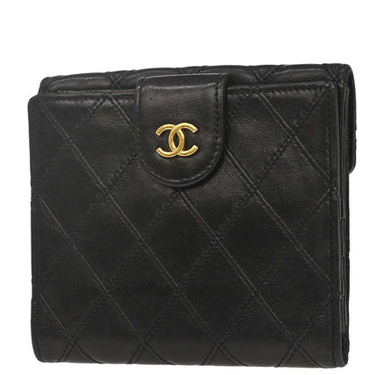 Chanel 1994-1996 Black Lambskin Bicolore Bifold Wallet