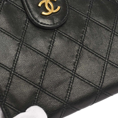 Chanel 1994-1996 Black Lambskin Bicolore Bifold Wallet