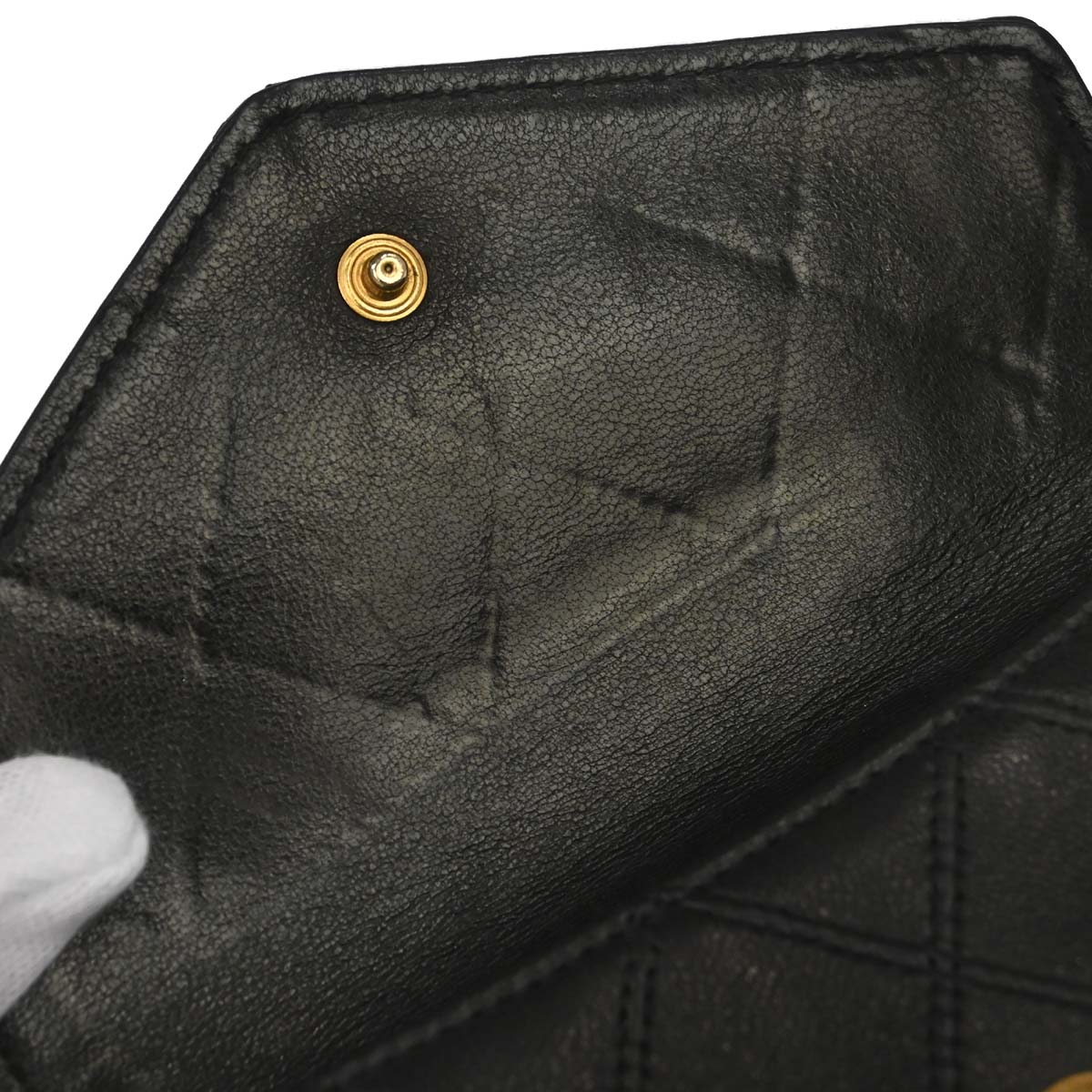 Chanel 1994-1996 Black Lambskin Bicolore Bifold Wallet