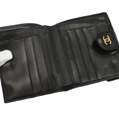 Chanel 1994-1996 Black Lambskin Bicolore Bifold Wallet
