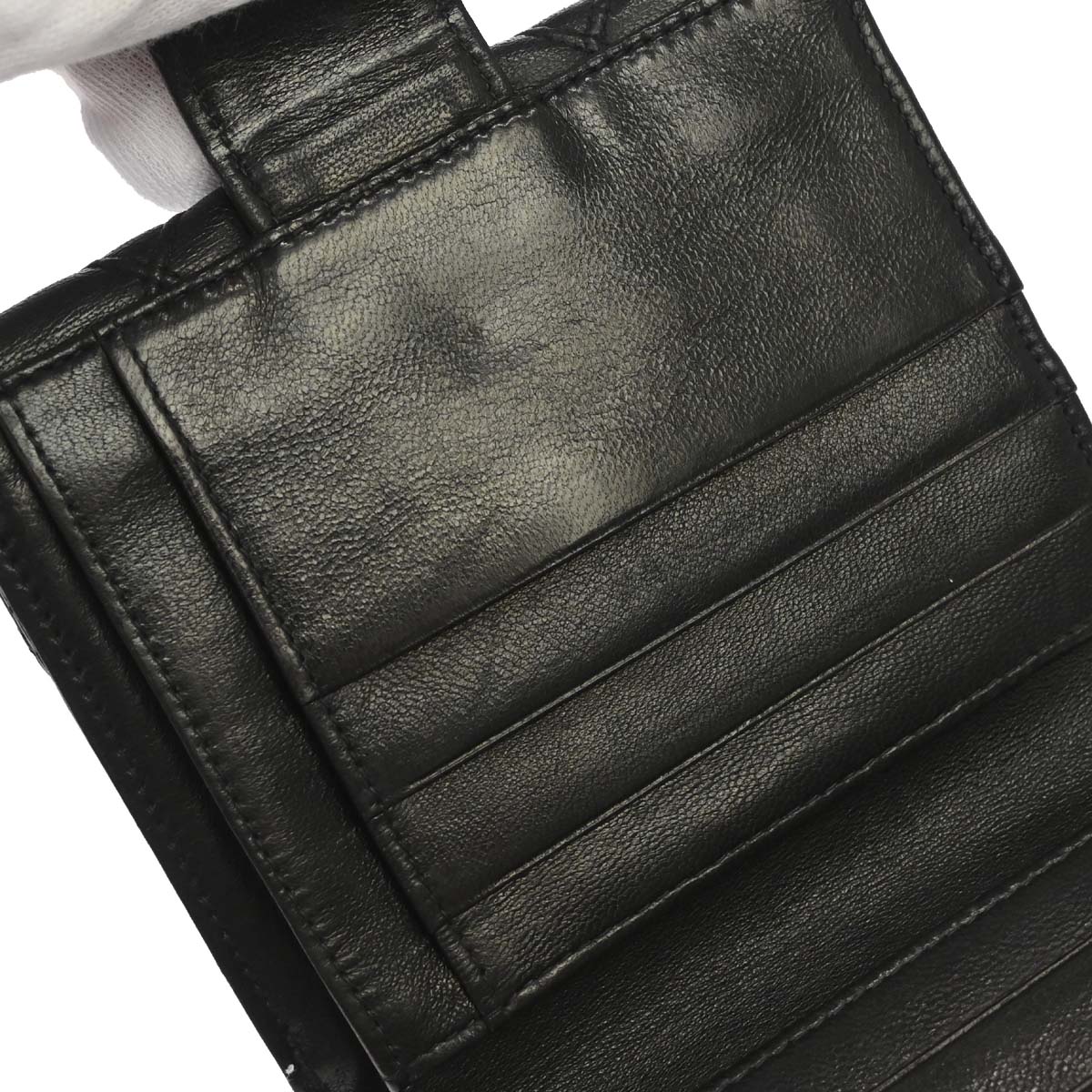 Chanel 1994-1996 Black Lambskin Bicolore Bifold Wallet