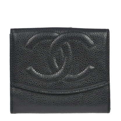 Chanel 1996-1997 Black Caviar Skin Bifold Wallet