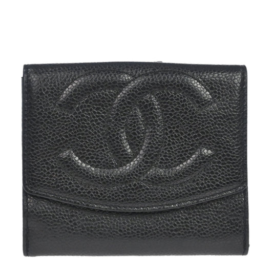 Chanel 1996-1997 Black Caviar Skin Bifold Wallet