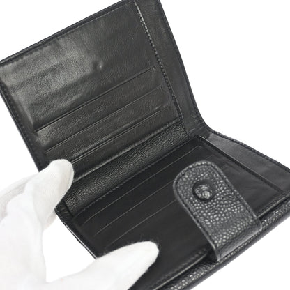 Chanel 1996-1997 Black Caviar Skin Bifold Wallet