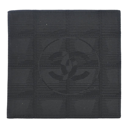 Chanel 2000-2002 Black Jacquard Nylon Travel Line Bifold Wallet