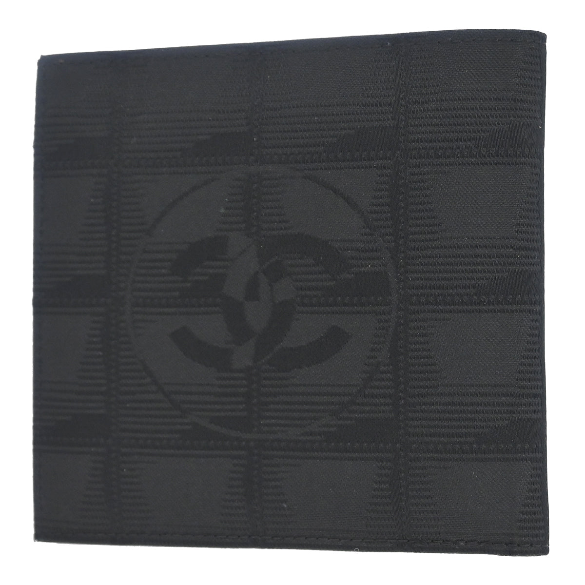 Chanel 2000-2002 Black Jacquard Nylon Travel Line Bifold Wallet
