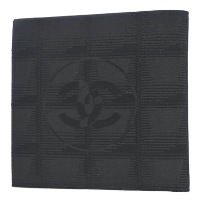 Chanel 2000-2002 Black Jacquard Nylon Travel Line Bifold Wallet