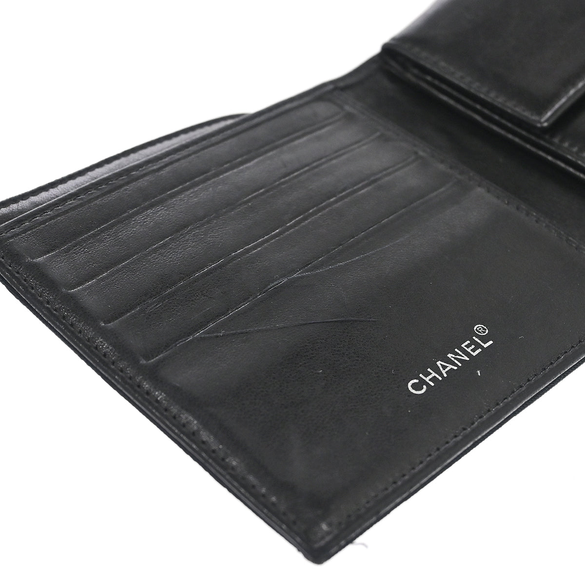 Chanel 2000-2002 Black Jacquard Nylon Travel Line Bifold Wallet