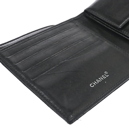 Chanel 2000-2002 Black Jacquard Nylon Travel Line Bifold Wallet