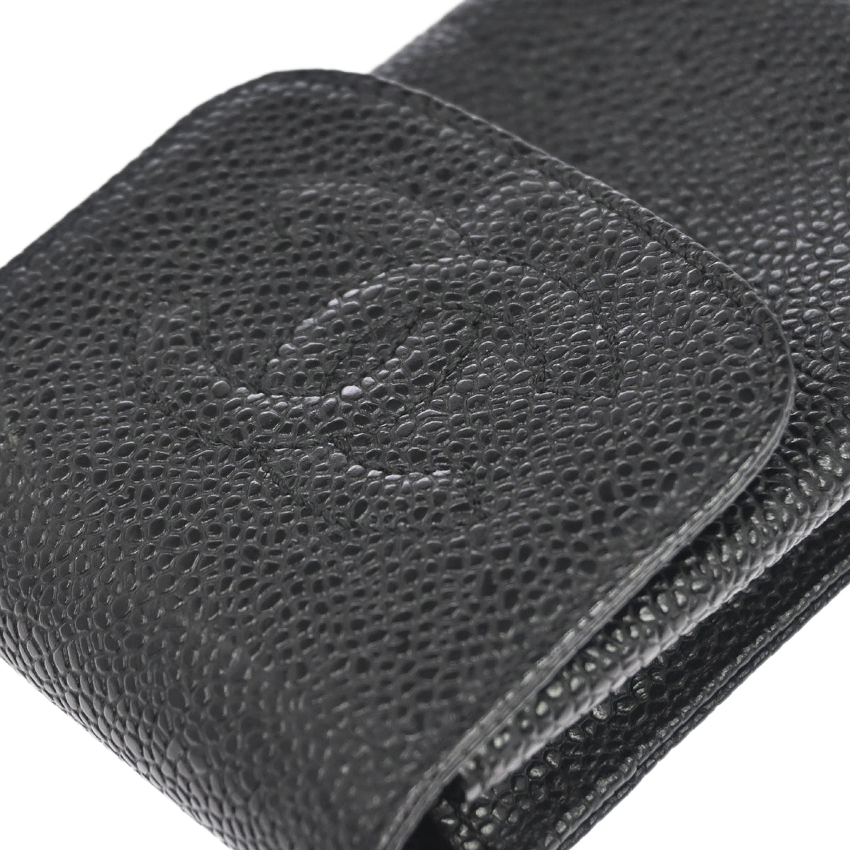 Chanel 1997-1999 Black Caviar Skin Cigarette Case Small Good