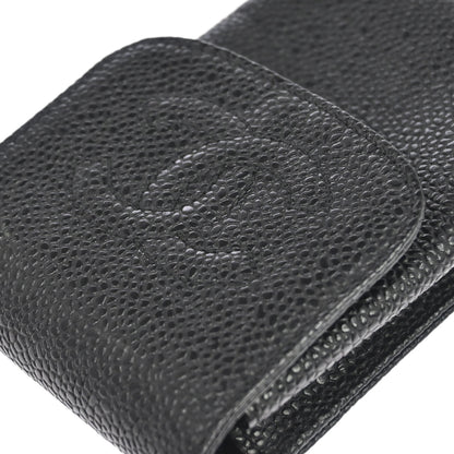 Chanel 1997-1999 Black Caviar Skin Cigarette Case Small Good