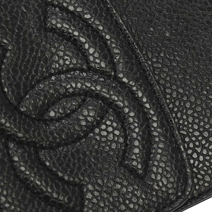 Chanel 1996-1997 Black Caviar Skin Chain Shoulder Bag Pochette Phone Case